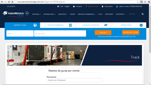 rastrear numero de guia aeromexico